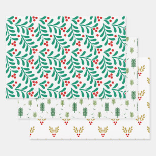 Weihnachtswrapping Paper Flat Sheet Set 3 Geschenkpapier Set