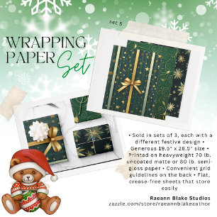 Weihnachtswrapping Paper Flat Sheet Set 3 Geschenkpapier Set