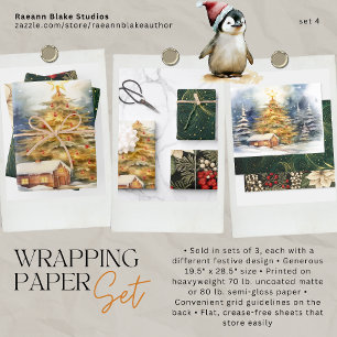 Weihnachtswrapping Paper Flat Sheet Set 3 Geschenkpapier Set
