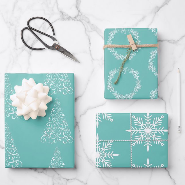 Weihnachtswrapping Paper Flat Sheet Set 3 Geschenkpapier Set (Vorderseite)