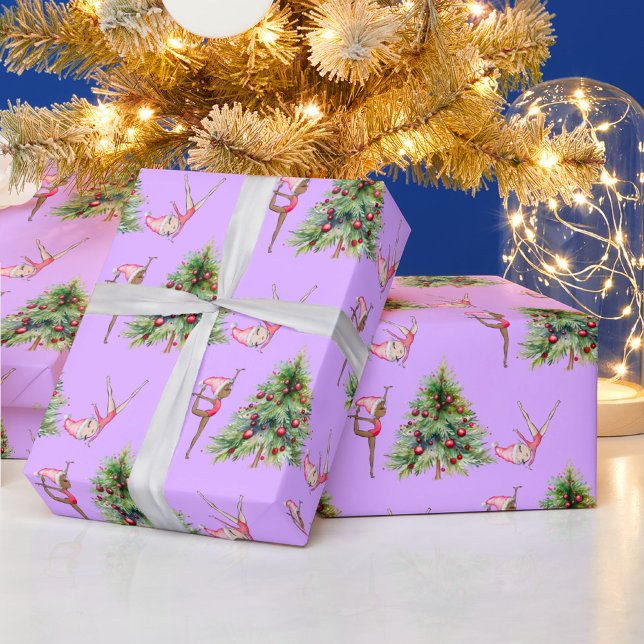 Weihnachtswrapping Paper Gymnastik Lila Urlaub Geschenkpapier (Von Creator hochgeladen)