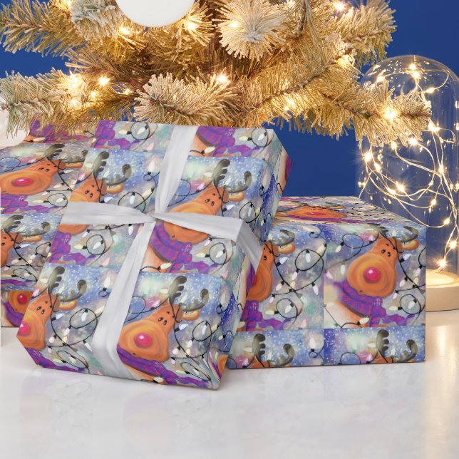 Weihnachtswrapping Paper Happy Rentier - Funny Fun Geschenkpapier (Feiertage)