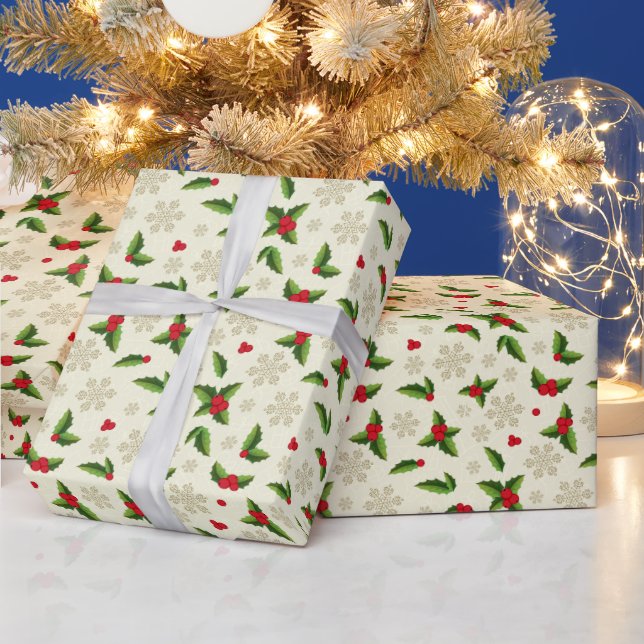 Weihnachtswrapping Paper-Holly Geschenkpapier (Feiertage)