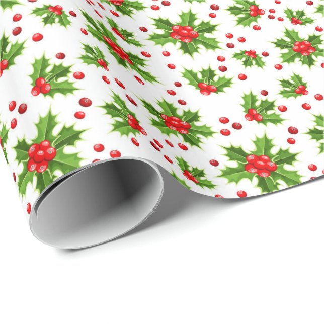 Weihnachtswrapping Paper-Holly Geschenkpapier (Rolleneckpunkt)