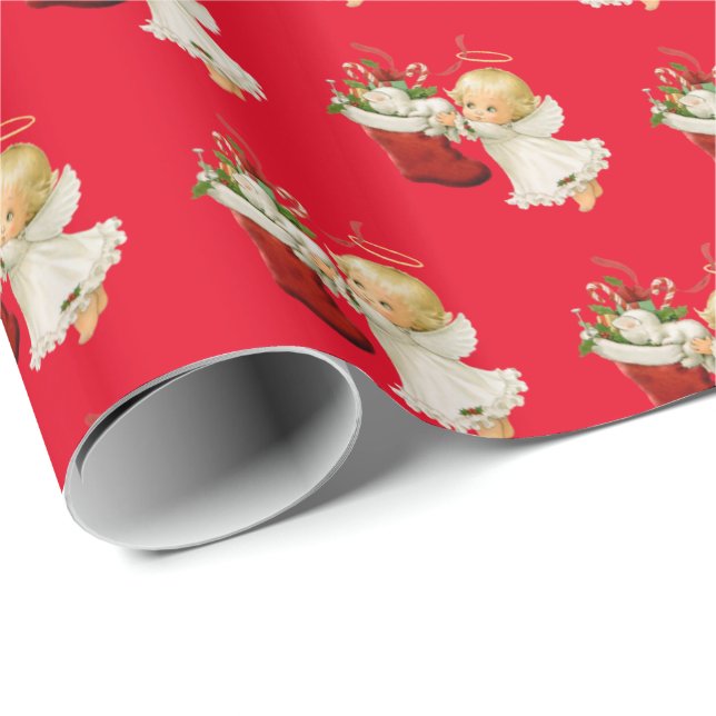 Weihnachtswrapping Paper-Little Engel Geschenkpapier (Rolleneckpunkt)