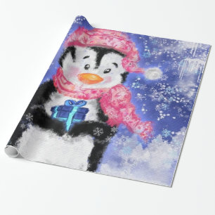 Weihnachtswrapping Paper Little Pinguin mit Gesche Geschenkpapier