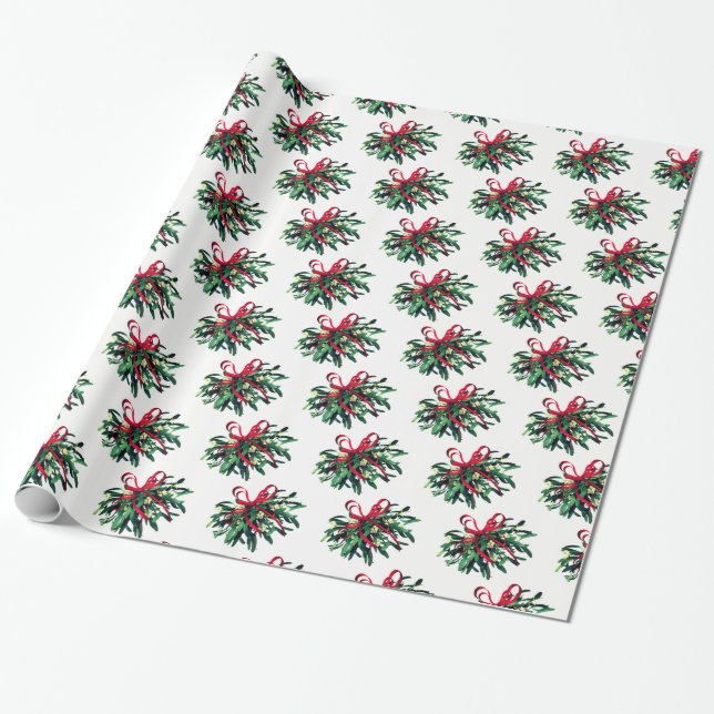 Weihnachtswrapping Paper-Mistletoe Geschenkpapier (Ungerollt)