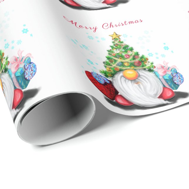 Weihnachtswrapping Paper Niedlich Gnome mit Gesche Geschenkpapier (Rolleneckpunkt)