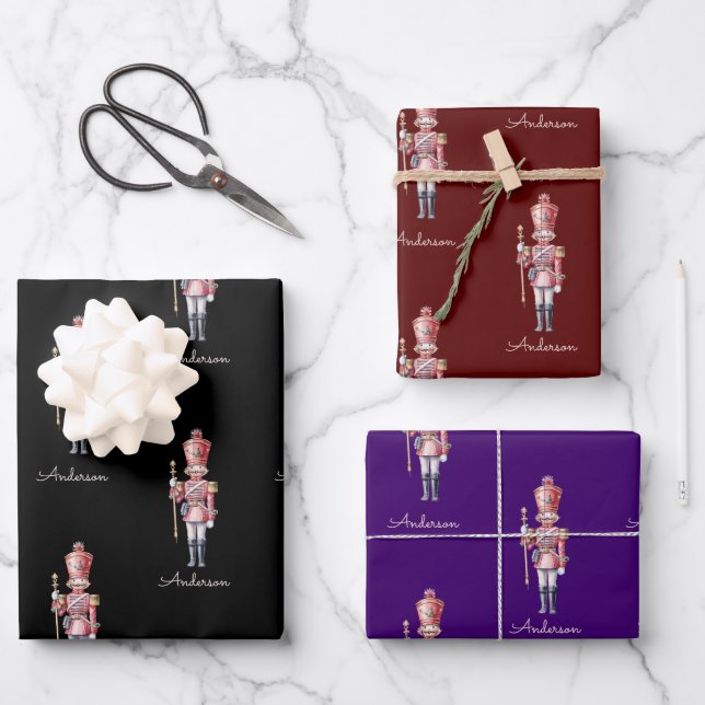 Weihnachtswrapping Paper Personalisiert Nutcracker Geschenkpapier Set (Vorderseite)