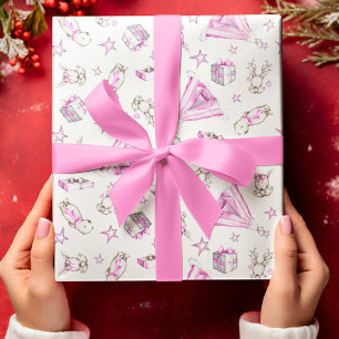Weihnachtswrapping Paper, Pink Woodland Weihnachte Geschenkpapier