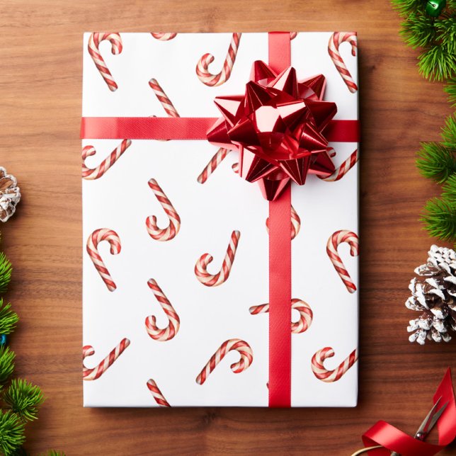 Weihnachtswrapping Paper Red White Candy Cane Geschenkpapier (Von Creator hochgeladen)