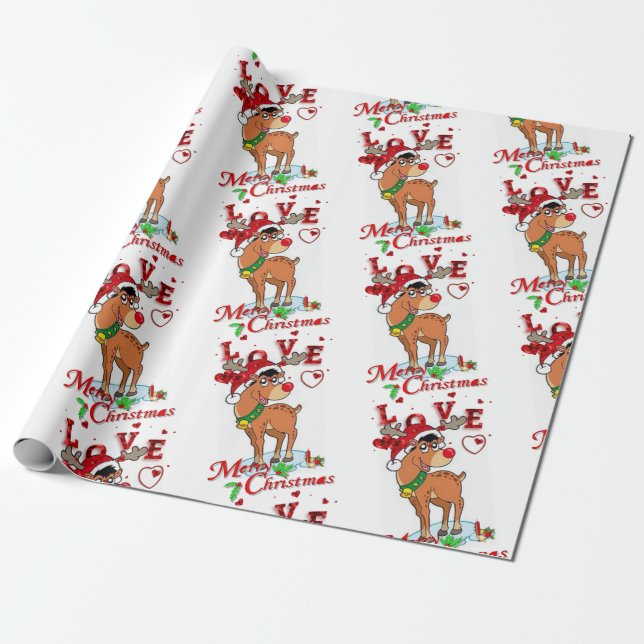Weihnachtswrapping Paper Rentier Geschenkpapier (Ungerollt)