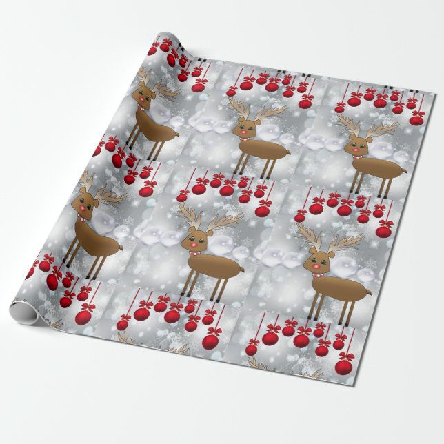 Weihnachtswrapping Paper Rentier Geschenkpapier (Ungerollt)