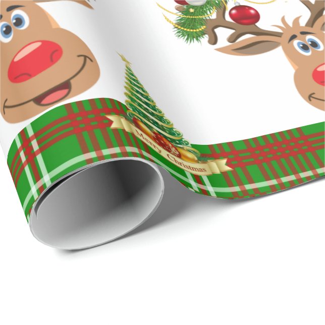 Weihnachtswrapping Paper Rentier Geschenkpapier (Rolleneckpunkt)