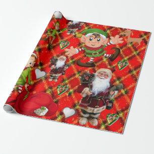 Weihnachtswrapping Paper Santa Elf Geschenkpapier