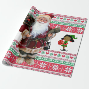 Weihnachtswrapping Paper Santa Elf Geschenkpapier