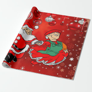 Weihnachtswrapping Paper Santa Mrs. Claus Geschenkpapier