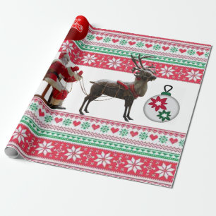 Weihnachtswrapping Paper Santa Sleigh Geschenkpapier