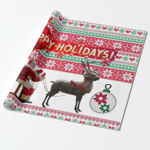 Weihnachtswrapping Paper Santa Sleigh Geschenkpapier