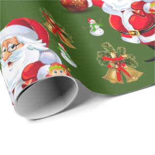 Weihnachtswrapping Paper Santa Snowman Geschenkpapier