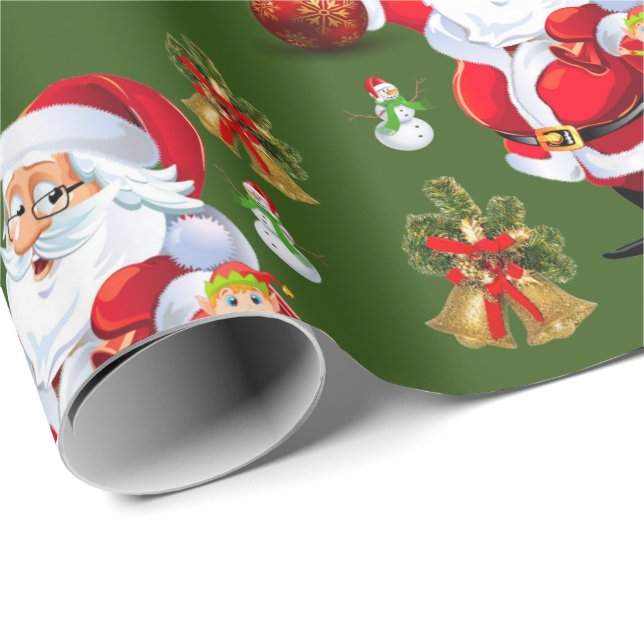 Weihnachtswrapping Paper Santa Snowman Geschenkpapier (Rolleneckpunkt)