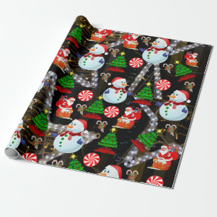 Weihnachtswrapping Paper Santa Snowman Geschenkpapier