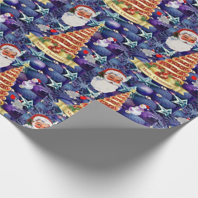 Weihnachtswrapping Paper Santa Tree Geschenkpapier (Ecke)