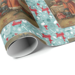 Weihnachtswrapping Paper Santa, Vintag Geschenkpapier