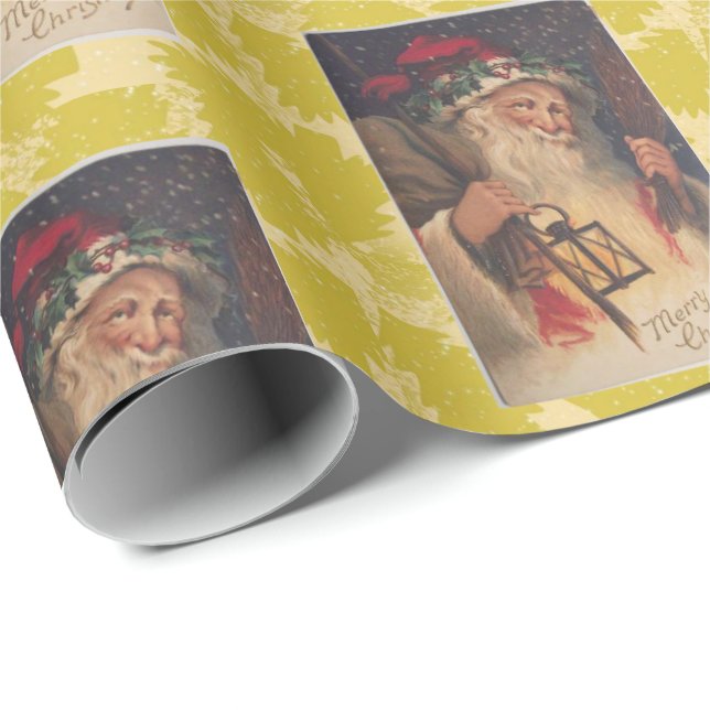 Weihnachtswrapping Paper Santa, Vintag Geschenkpapier (Rolleneckpunkt)