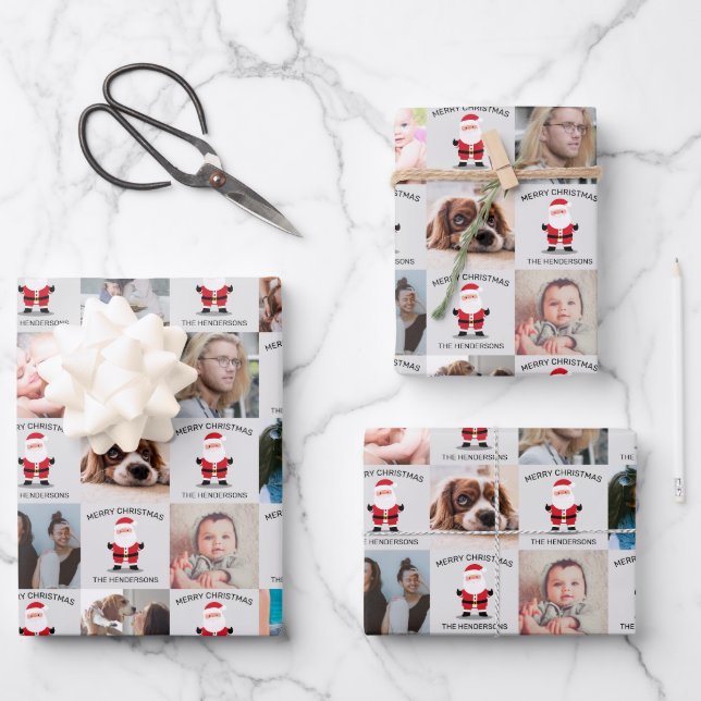 Weihnachtswrapping Paper Sheets im Santa Claus Fot Geschenkpapier Set (Vorderseite)