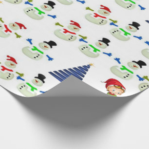Weihnachtswrapping Paper Snowman Elf Geschenkpapier