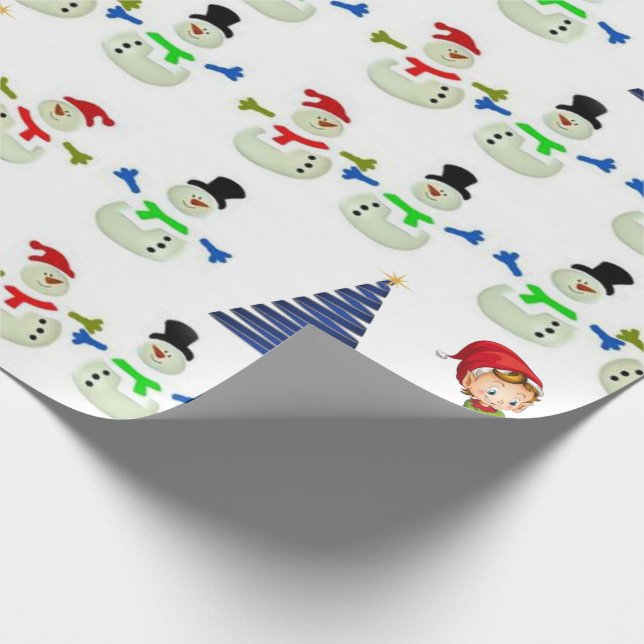Weihnachtswrapping Paper Snowman Elf Geschenkpapier (Ecke)
