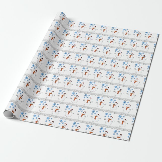 Weihnachtswrapping Paper Snowman Geschenkpapier (Ungerollt)