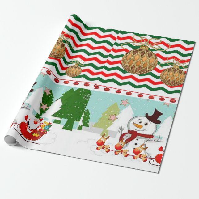 Weihnachtswrapping Paper Snowman Geschenkpapier (Ungerollt)