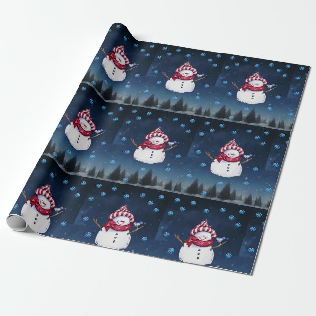 Weihnachtswrapping Paper Snowman Geschenkpapier (Ungerollt)