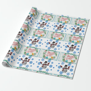 Weihnachtswrapping Paper Snowman Geschenkpapier