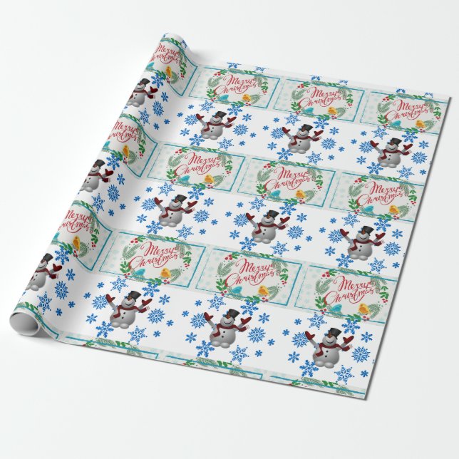 Weihnachtswrapping Paper Snowman Geschenkpapier (Ungerollt)