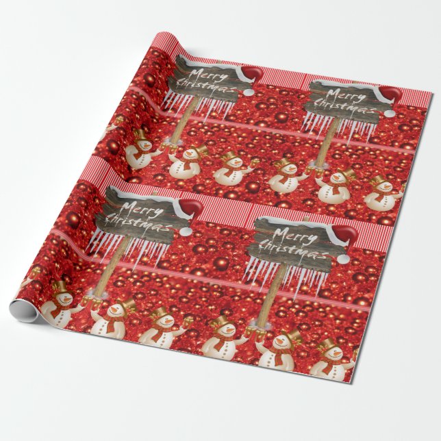Weihnachtswrapping Paper Snowman Geschenkpapier (Ungerollt)
