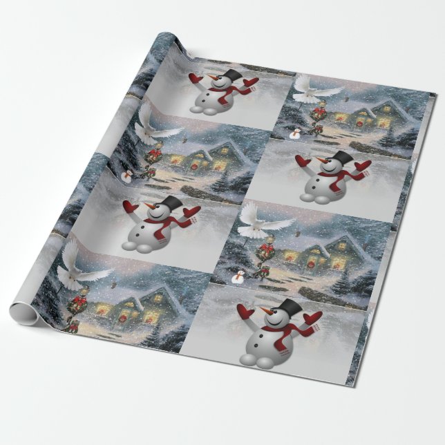 Weihnachtswrapping Paper Snowman Geschenkpapier (Ungerollt)