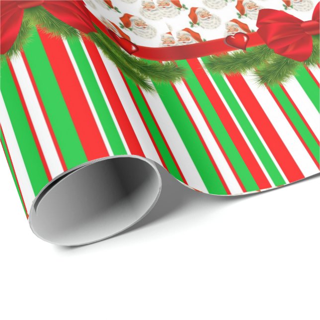 Weihnachtswrapping Paper Strip Santa Geschenkpapier (Rolleneckpunkt)