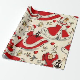 Weihnachtswrapping Paper Vintag Kitten Geschenkpapier