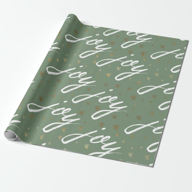 Weihnachtswrapping Paper von Green Joy Script Geschenkpapier (Ungerollt)