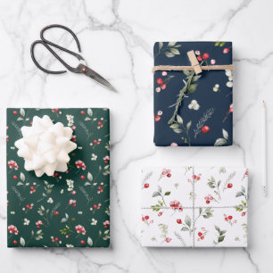 Weihnachtswrapping Paper von Holiday Berry & Branc Geschenkpapier Set