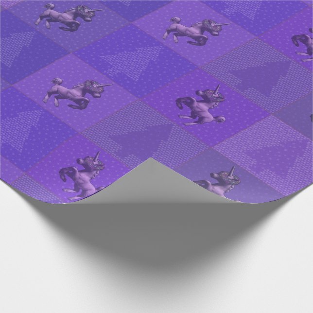 Weihnachtswrapping Paper von Holiday Unicorn (Lila Geschenkpapier (Ecke)
