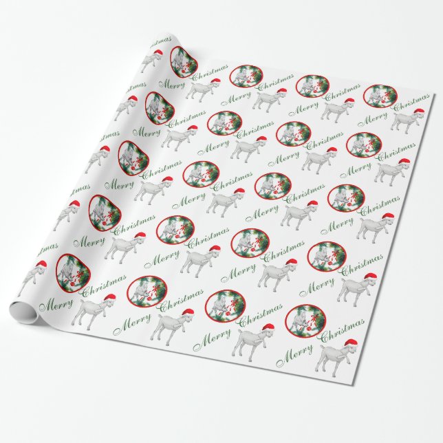 Weihnachtswrapping Paper von Saanen und Babyziegen Geschenkpapier (Ungerollt)