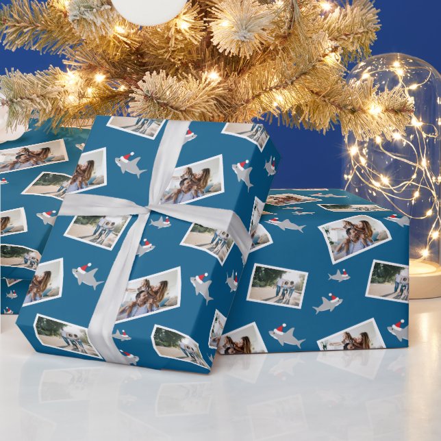 Weihnachtswrapping Paper von Santa Shark Foto Geschenkpapier (Feiertage)