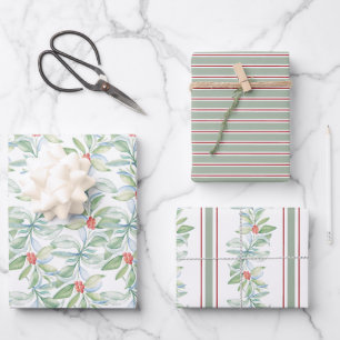 Weihnachtswrapping Paper Watercolor Botanisch Geschenkpapier Set