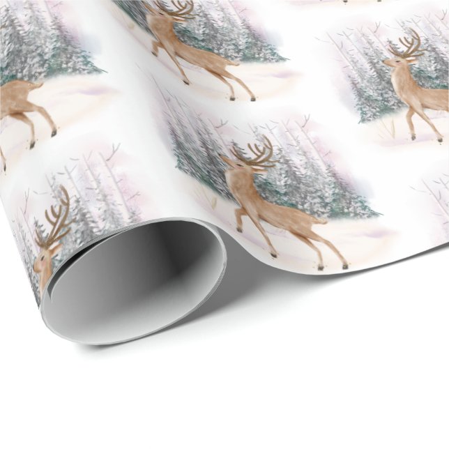 Weihnachtswrapping-Papier der Reindeer Winterszene Geschenkpapier (Rolleneckpunkt)