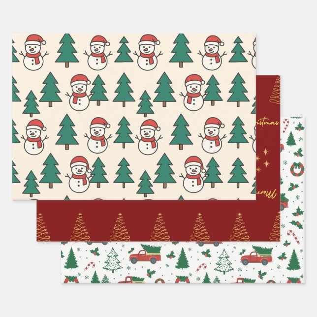 Weihnachtswrapping Papier Flachblatt Set von (Set)