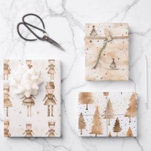 Weihnachtswrapping Papier Gold Neutral